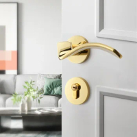 Light Luxury Home Silent Anti-theft Door Lock Zinc Alloy Mechanical Split Door Locks Bedroom Bathroom Door Knob Golden Lockset