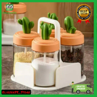 SET 4 SEASONING GLASS JAR / TEMPAT BUMBU ISI 4