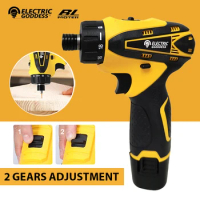 Electric Goddess 12V Electric Screwdriver Drill Impact Driver Adjust Torque Drill Accessory set With 2000mAh Battery Power Tools