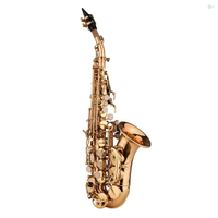 Yohi 迷你 Bb Soprano Saxophone Sax 黃銅材質金層奎表面木管樂器, 帶手提箱手套清潔布刷蘆葦