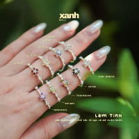Nhẫn bạc nữ Lam Tinh đá thiên nhiên thanh lịch nữ tính - Xanh Jewelry Iolite Garnet Citrine Amethyst