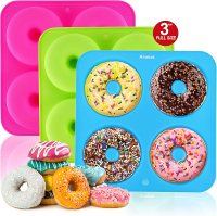 Anaeat 3 Pack Donut Pan Silicone Baking Mold Just Pop Out! Non-Stick Doughnuts Baking Pans BPA Free 