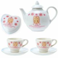 asdfkitty*茉莉兔迷你陶瓷下午茶擺飾(1個茶壺.2個茶杯.1個糖罐)裝飾品 娃娃屋 扮家家酒-日本正版