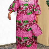 VONDA Women Summer Maxi Dress 2024 Vintage Printed Party Long Dress Casual Loose 3/4 Lantern Sleeve Robe Oversized
