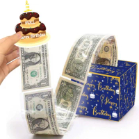 Birthday Cash Pull Gift Box Money Pulling Box Funny Pump Cash Gift Box Cash Black Money Clip Surprise Birthday Cake Decoration