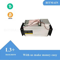 Free Electricity Recommend Bitmmin Antminer L3 Plus Mining Machine L3+ 504Mh/s With Power Supply Antminer Miners L3 Plus