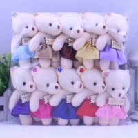 10Pcs 12cm I Love You Dress Teddy Bear Flower Bouquet Dolls Wedding Decoration Accessories Small Gift for Guests
