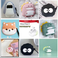 Cute Cartoon Silicone Earphone Case For OPPO enco Free3 Wireless headset Protector Case For OPPO enco Free 3 with Hook