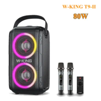 W-KING T9 Portable 80W High Power Stereo Bluetooth Audio With Wireless Microphone Professional Outdoor Karaoke Speaker Divoom