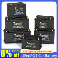 LiFePO4 Car Battery 12V Lithium Iron Phosphate Deep Cycle Built-in BMS Protection Board For Overland/Van/Sports/Racing/RV