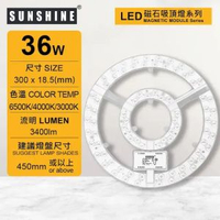 (LMPF-36W) LED36W磁石吸頂燈天花燈模組 開關調色三色溫白米黃光 需要配合燈盤使用 (建議尺寸: 450mm或以上) #吸頂天花燈模組 #燈盤模組