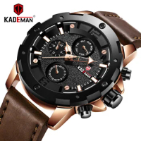 KADEMAN New Mens Watches Top Brand Luxury Big Dial Military Quartz Watch Leather Waterproof Sport Wristwatch Relogio Masculino