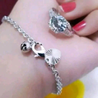 GELANG TANGAN MOTIF TITANIUM SILVER RANTAI MEDAN FRE CINCIN