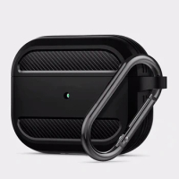 Soft TPU Shell Shockproof Cover with Buckle Carbon Firber Earphone Cases for Apple AirPods 2 1 Cute Case for AirPods 2 1
