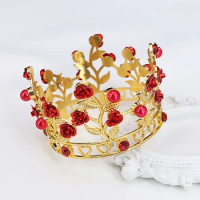 Luxury Flower Crown Small Tiaras For Doll Diadem Girls Birthday Bridal Wedding Hair Jewelry Prom Crown Cake Topper Ornaments