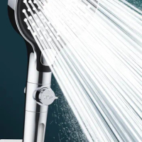 New 130mm Big Panel High Pressure Shower Head 3 Modes Spray with Massage Brush Filter Rain Shower Faucet Bathroom Accessories