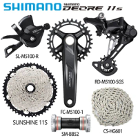 SHIMANO DEORE 11 Speed Transmission Kit FC-M5100-1 Crankset BB52 Bottom Bracket 11V SL-M5100-L shifter RD-M5100 Rear Derailleur