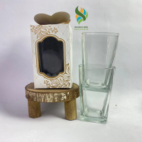 50pcs Souvenir Gelas Kotak BBC Cangkir Minum Teh Tumbler Kaca Bening Polos Kemas Box