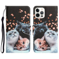 New Leather Flip Phone Case For Xiaomi Redmi 12C 10 10A 10C 9 9A 9C 9T Redmi 12C Cat Butterfly Painted Wallet Card Holder Back C