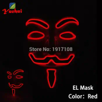 Wholesale Hot EL Flashing fashion Party decor LED mask Made by Neon EL wire Rope tube with DC-3V Steady On Driver Fro party Mask