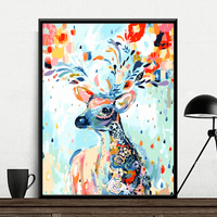 數字油畫 diy數字油畫動物卡通北歐客廳手繪填色水彩成人手工裝飾油彩畫鹿【四季小屋】
