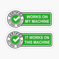 Certified It Works On My Machine 5PCS Stickers for Decor Funny Art Luggage Background Cute Kid Room Decorations Window Bumper