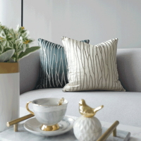 綠色輕奢抱枕現代簡約樣板房靠枕新中式歐式美式床上靠墊金色米色