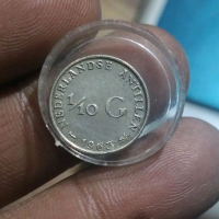 Nederland Antilen ⅒ Gulden Juliana 1963 koin Antik jarang muncul