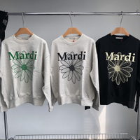 nm○  ใหม่ mardi mercredi เสื้อกันหนาวลําลอง คอกลม ทรงหลวม ลายดอกไม้ ขนาดเล็ก723