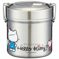 小禮堂 Hello Kitty 超輕量真空圓形不鏽鋼便當盒《銀.背影》480ml.保鮮罐.湯罐