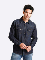 เสื้อเชิ้ตแขนยาวผู้ชาย คอลเลคชั่น Original Wrangler ทรง Slim สียีนส์