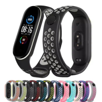 Silicone Strap For Xiaomi Mi band 7 6 5 4 3 Sports Breathable Mi band 7 bracelet wristband for Mi band 6 strap Mi band 4 Correa