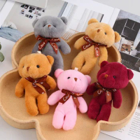 1Pcs Cute teddy conjoined bear doll bear pendant plush toy key chain Creative doll children's small gift