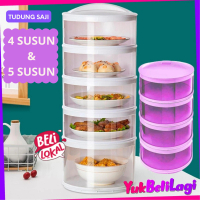 BISA COD (YBL) Rak Tudung Saji Makanan Lauk Buah Kue Tingkat 5 Susun Penutup Masakan Saji Portable 4