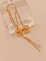 Anting Emas 8K Model Bola Hammered Panjang Elegan β Jepit Tali Boxchain 0.94gr