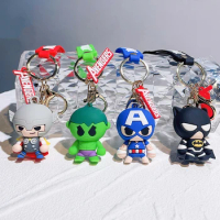 Funko Pop Keychain Marvel Thor Hulk Iron Man Cartoon Rubber Toy Car Bags Keyring Pendant Boys Girls Key Chain Gift