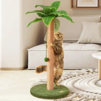 Cat Scratching Post 22.6-35 Inchs Tall Indoor Cat Scratching Tree With Plush Ball Indoor Climbing Toy Tree