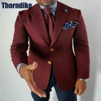 Thorndike Luxury Men's Clothing Slim Fit Male Blazer-sets Modern Mens Suits for Weddings 2 Pc Elegant Men's Ternos (Blazer+Pant)