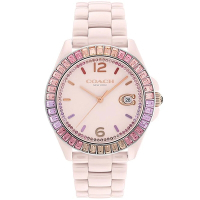 COACH 漾彩水晶陶瓷腕錶-36mm/粉(14504020)