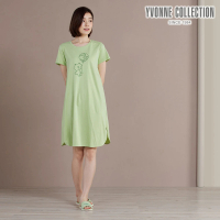 【YVONNE 以旺傢飾】熊大氣球網印短袖洋裝-若草綠(LINE FRIENDS)