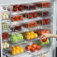 冰川紋抽屜式冰箱收納盒冷凍保鮮盒級食物雞蛋通用儲物整理盒