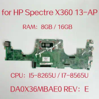 DA0X36MBAE0 Mainboard For HP Spectre X360 13-AP Laptop Motherboard With I5 I7 8Th CPU RAM:8G L37637-601 L37640-601 L37638-601