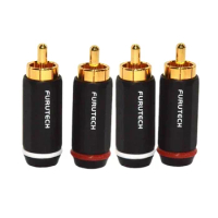 4Pcs 24K Gold-plated Furutech RCA Plug Single Crystal Copper Soldering HiFi Audio Adapter Connector