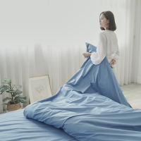 BUHO 日系防水防蹣3.5尺單人床包+雙人被套三件組(深洋藍)