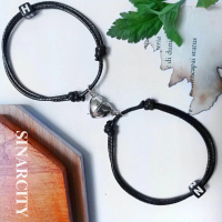 SC Gelang Magnet Love Tali Korea Huruf Kotak Hitam | COD | Gelang Magnet Love Couple | Gelang Magnet