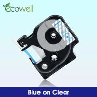 Ecowell 45011 Compatible for Dymo D1 45011 12mm Label Tape Blue on Clear cassette for Dymo LabelManager LM160 280 Label maker