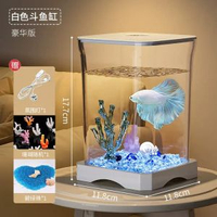 桌面小魚缸鬥魚缸小型造景生態全套養魚專用水族箱帶燈創意金魚缸