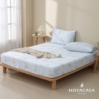 HOYACASA 60支天絲枕套床包三件組- 花叢兔兔(單人)