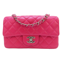 【二手名牌BRAND OFF】CHANEL 香奈兒【再降價】 桃粉色 羊皮 COCO20 肩背包 銀扣