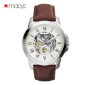Fossil ME3052 男性機械錶 44mm 白色錶盤 咖啡色真皮錶帶